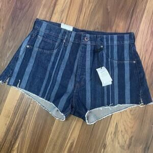 NWT Levi’s Made & Crafted Cheeky High Rise Shorts Indigo Blanket Laser Stripe 30